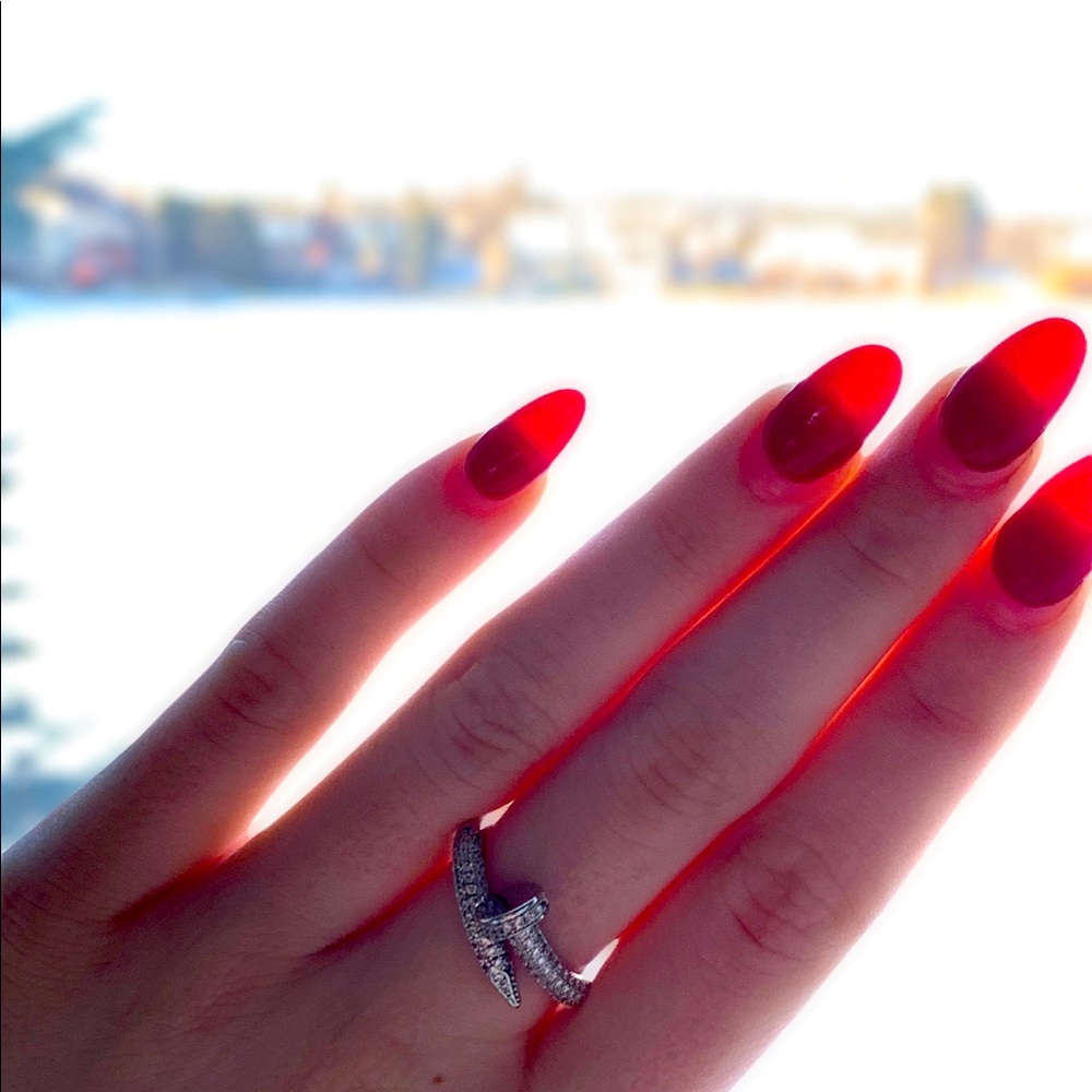 Pavé Crystal 18K Gold Plated Nail Ring